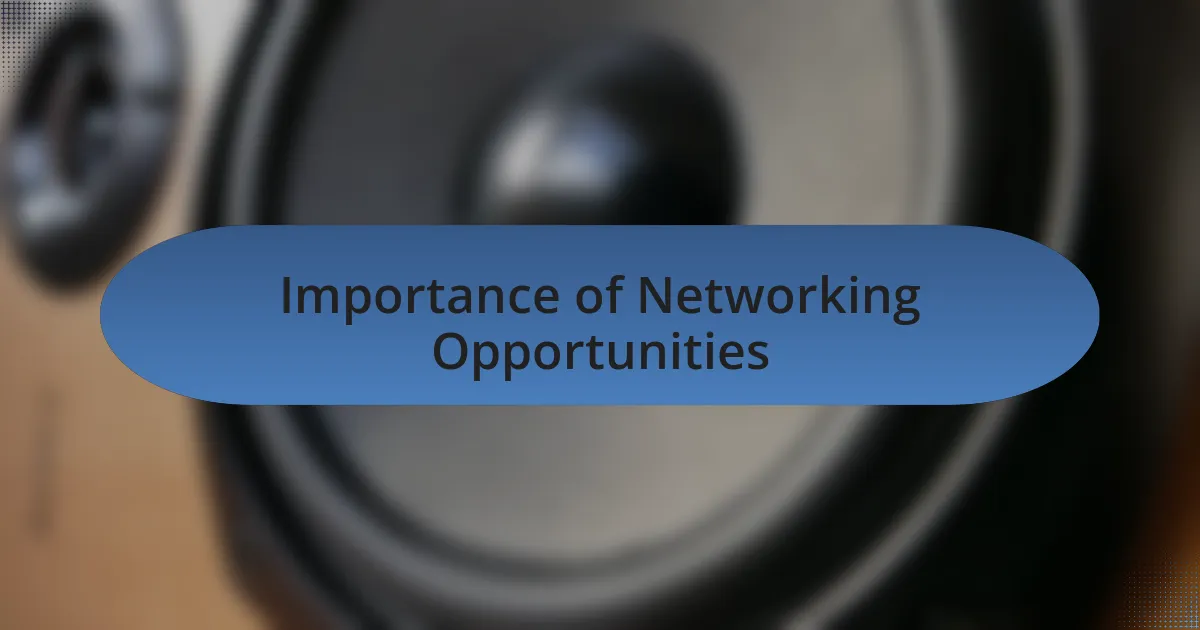 Importance of Networking Opportunities