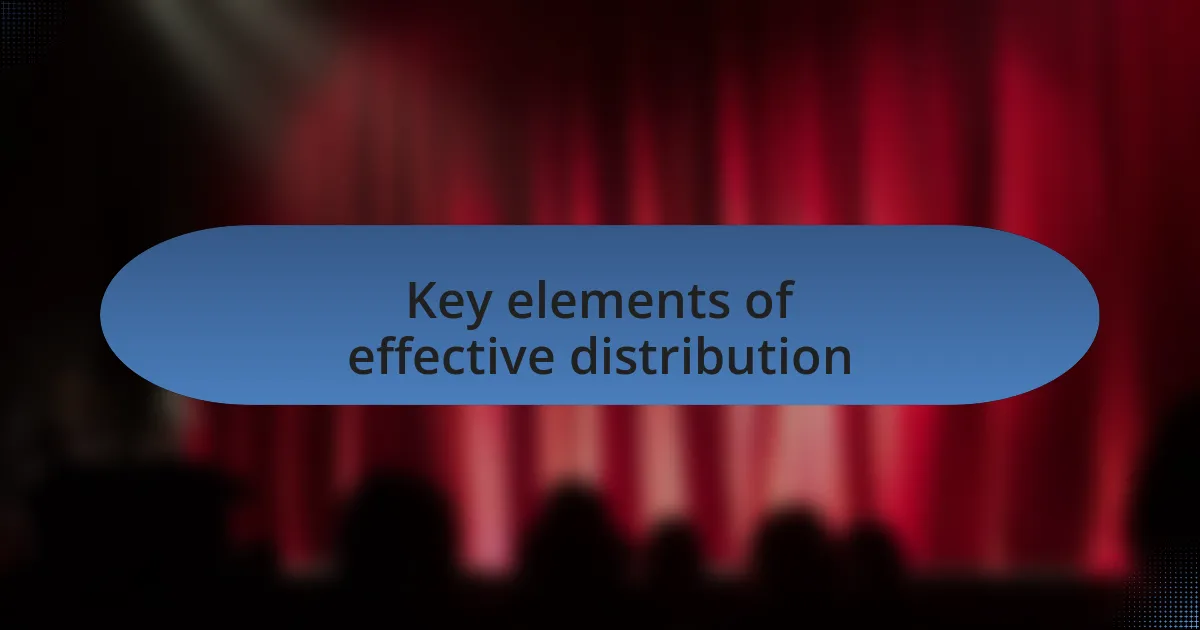 Key elements of effective distribution