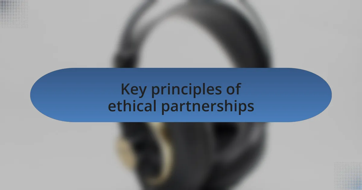 Key principles of ethical partnerships