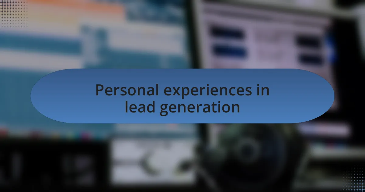 Personal experiences in lead generation