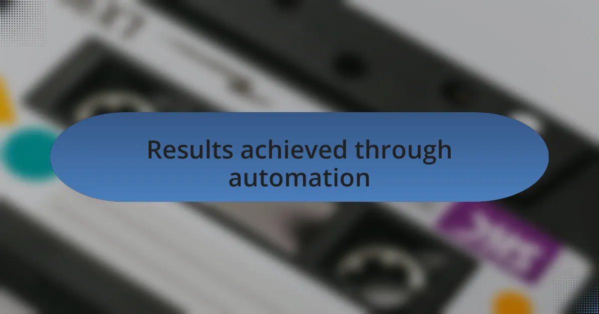 Results achieved through automation