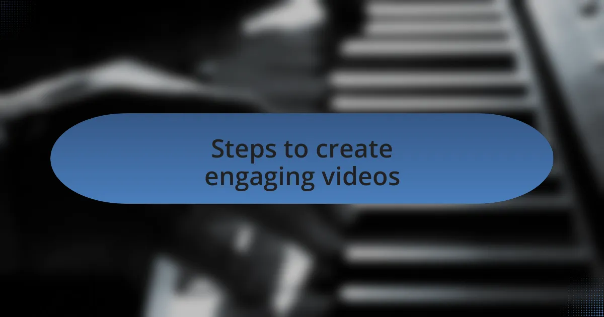 Steps to create engaging videos