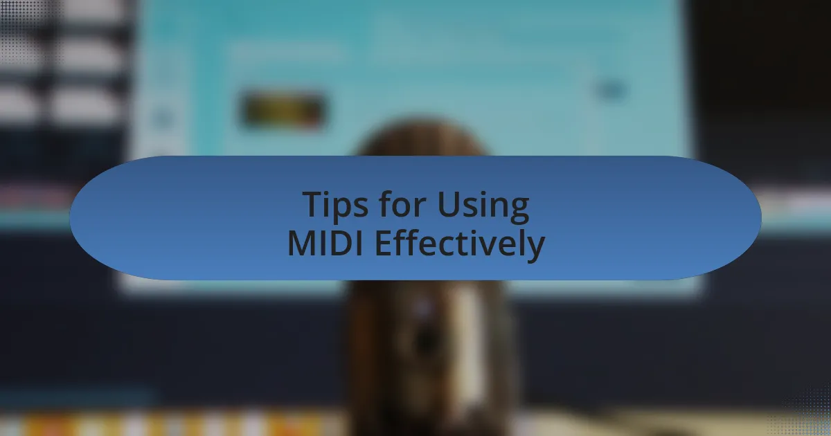 Tips for Using MIDI Effectively